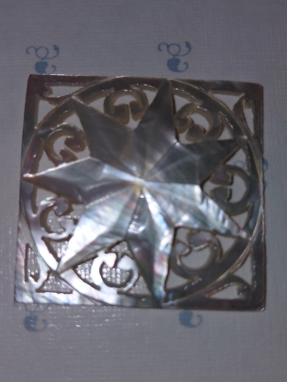 Vintage hand-crafted mother of pearl "Star of Bethlehem " brooch